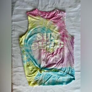 Spiritual Gangster Tie-Dye 'Sun Child' Sleeveless Tank Muscle Tee XS